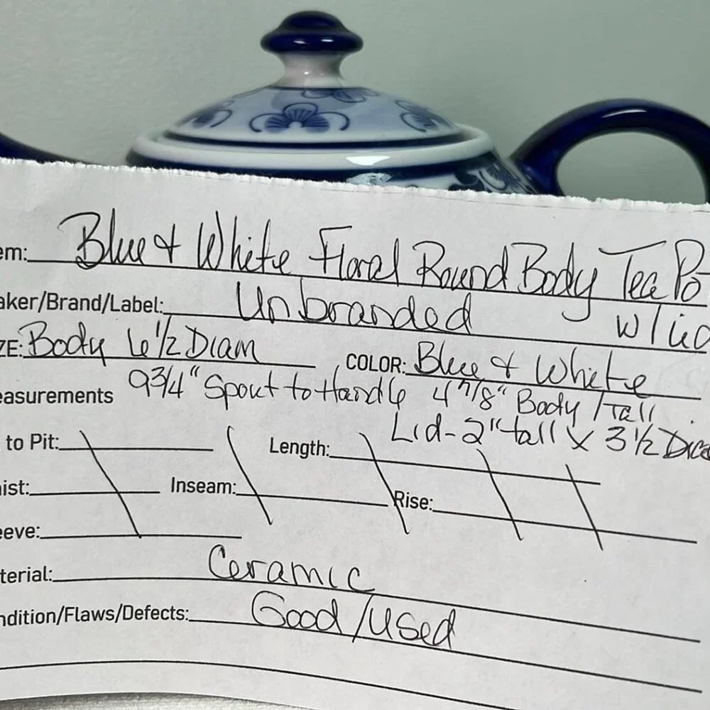 Blue & White Ceramic‎ Round Teapot CottageCore Luncheon  WhimsyFairy English Tea